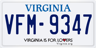 VA license plate VFM9347