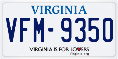 VA license plate VFM9350