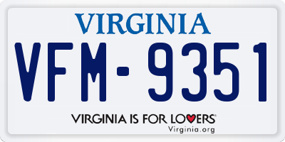 VA license plate VFM9351