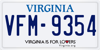 VA license plate VFM9354