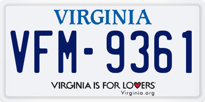 VA license plate VFM9361