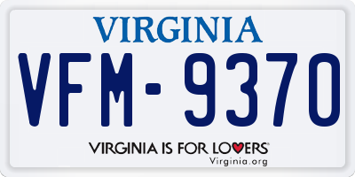 VA license plate VFM9370