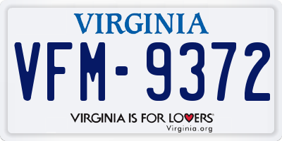 VA license plate VFM9372