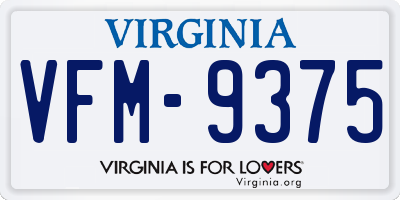 VA license plate VFM9375