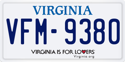 VA license plate VFM9380