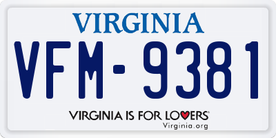 VA license plate VFM9381