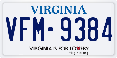 VA license plate VFM9384
