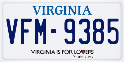 VA license plate VFM9385