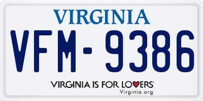 VA license plate VFM9386