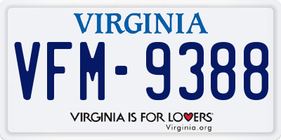 VA license plate VFM9388