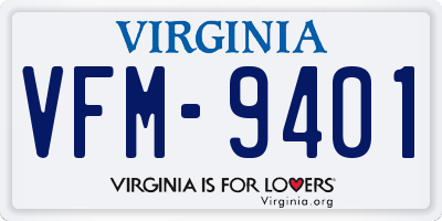 VA license plate VFM9401