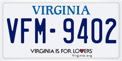 VA license plate VFM9402