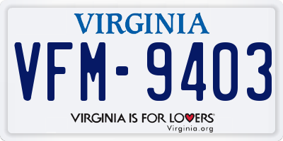 VA license plate VFM9403