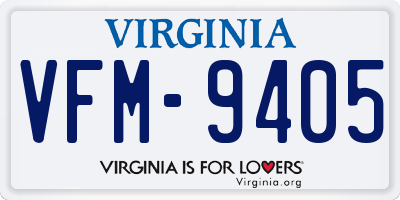 VA license plate VFM9405