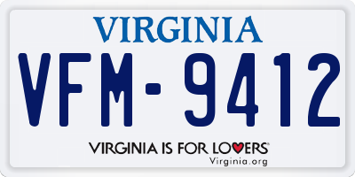 VA license plate VFM9412