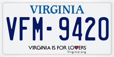 VA license plate VFM9420