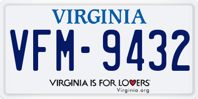 VA license plate VFM9432