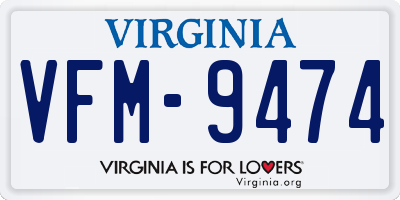 VA license plate VFM9474