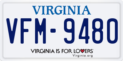VA license plate VFM9480