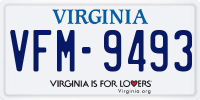VA license plate VFM9493