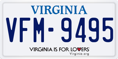VA license plate VFM9495