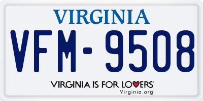 VA license plate VFM9508