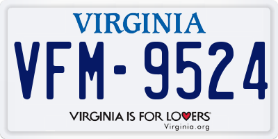 VA license plate VFM9524