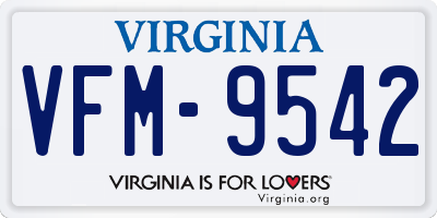 VA license plate VFM9542