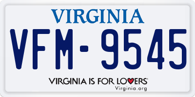 VA license plate VFM9545