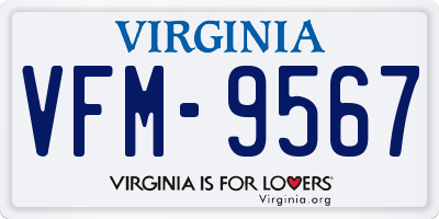 VA license plate VFM9567