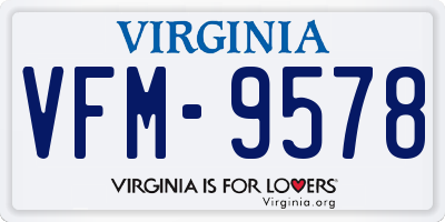 VA license plate VFM9578