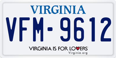 VA license plate VFM9612