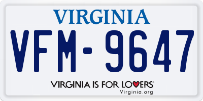 VA license plate VFM9647