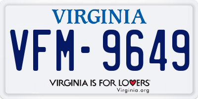 VA license plate VFM9649