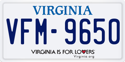 VA license plate VFM9650