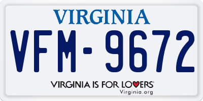 VA license plate VFM9672