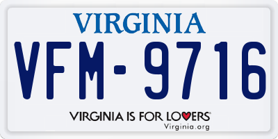 VA license plate VFM9716
