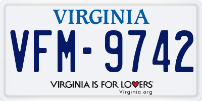 VA license plate VFM9742