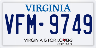 VA license plate VFM9749