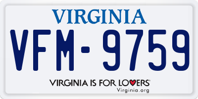 VA license plate VFM9759