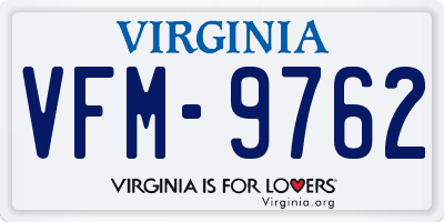 VA license plate VFM9762