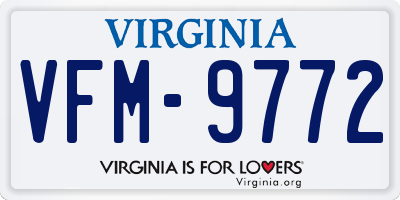 VA license plate VFM9772