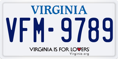 VA license plate VFM9789