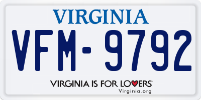 VA license plate VFM9792