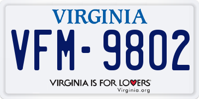 VA license plate VFM9802