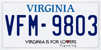 VA license plate VFM9803