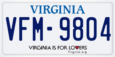 VA license plate VFM9804