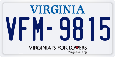 VA license plate VFM9815