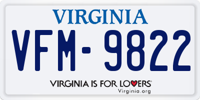 VA license plate VFM9822