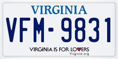 VA license plate VFM9831